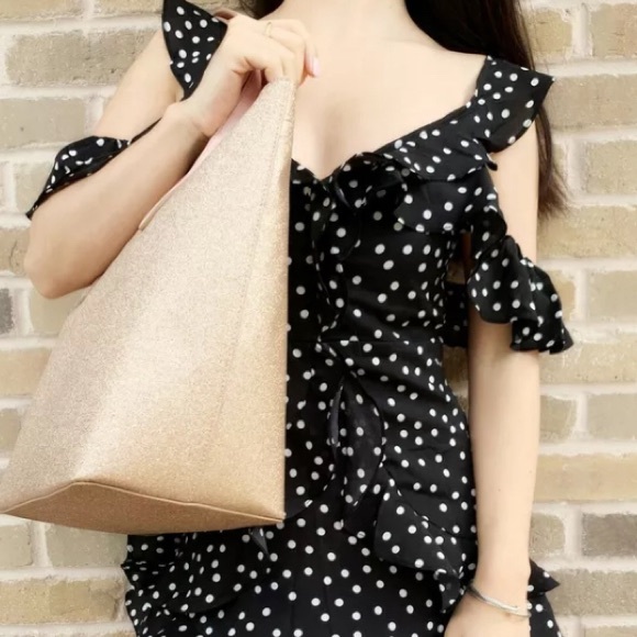 Kate Spade Joeley RoseGold Glitter Large Zip Tote - Picture 7 of 8